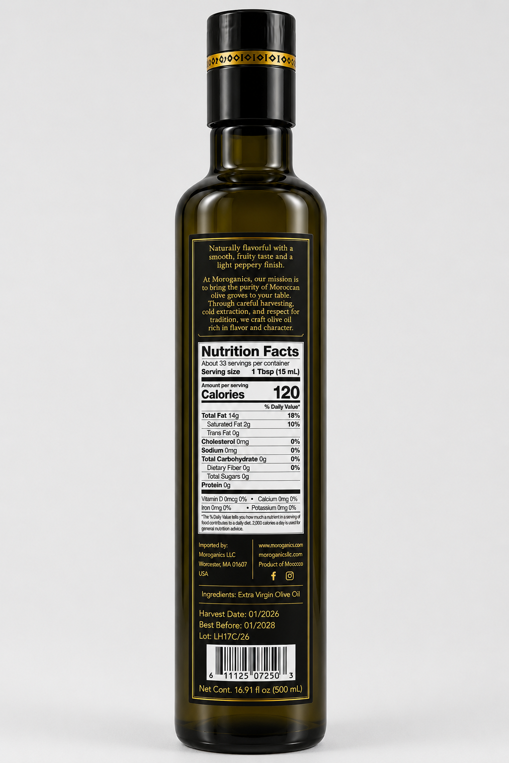 Moroganics Premium Extra Virgin Olive Oil | 500ml Cold Pressed