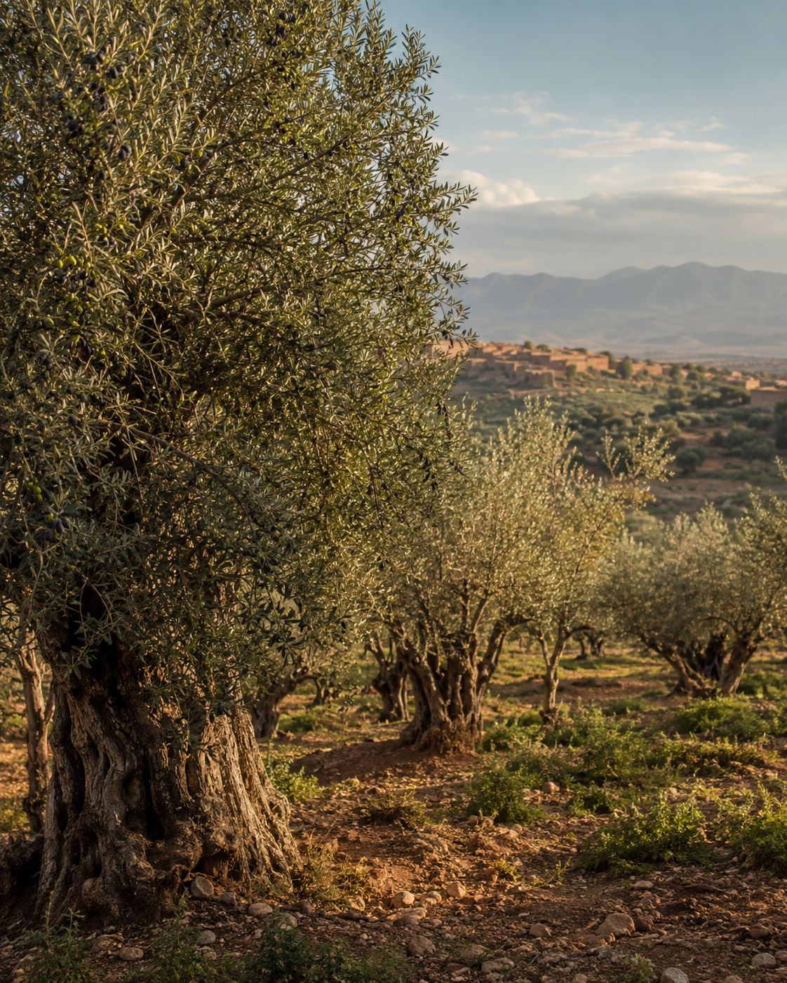 Traditional Moroccan olive grove representing the origins of Moroganics olive oil